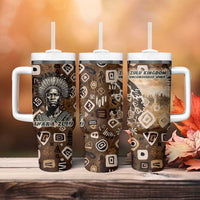 Shaka Zulu Tumbler With Handle Monochrome Portrait Zulu Kingdom Heritage Unconquered Spirit Warrior Legacy Theme - Wonder Print Shop
