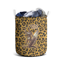 Shaka Zulu Laundry Basket Leopard Print Design Traditional Warrior Spear and Shield Illustration Tribal King - Wonder Print Shop
