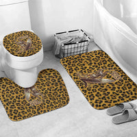 Shaka Zulu Bathroom Set Leopard Print Design Traditional Warrior Spear and Shield Illustration Tribal King - Wonder Print Shop