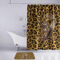 Shaka Zulu Bathroom Set Leopard Print Design Traditional Warrior Spear and Shield Illustration Tribal King - Wonder Print Shop