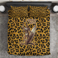Shaka Zulu Bedding Set Leopard Print Design Traditional Warrior Spear and Shield Illustration Tribal King - Wonder Print Shop