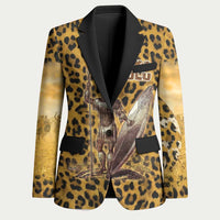 Shaka Zulu Blazer Leopard Print Design Traditional Warrior Spear and Shield Illustration Tribal King - Wonder Print Shop