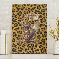 Shaka Zulu Canvas Wall Art Leopard Print Design Traditional Warrior Spear and Shield Illustration Tribal King - Wonder Print Shop