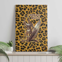 Shaka Zulu Canvas Wall Art Leopard Print Design Traditional Warrior Spear and Shield Illustration Tribal King - Wonder Print Shop