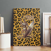 Shaka Zulu Canvas Wall Art Leopard Print Design Traditional Warrior Spear and Shield Illustration Tribal King - Wonder Print Shop