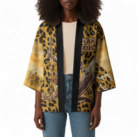 Shaka Zulu Kimono Leopard Print Design Traditional Warrior Spear and Shield Illustration Tribal King - Wonder Print Shop