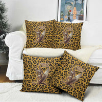 Shaka Zulu Pillow Cover Leopard Print Design Traditional Warrior Spear and Shield Illustration Tribal King - Wonder Print Shop