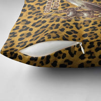 Shaka Zulu Pillow Cover Leopard Print Design Traditional Warrior Spear and Shield Illustration Tribal King - Wonder Print Shop