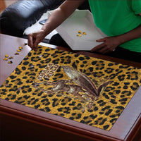 Shaka Zulu Puzzle Leopard Print Design Traditional Warrior Spear and Shield Illustration Tribal King - Wonder Print Shop
