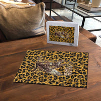 Shaka Zulu Puzzle Leopard Print Design Traditional Warrior Spear and Shield Illustration Tribal King - Wonder Print Shop