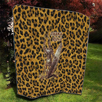 Shaka Zulu Quilt Leopard Print Design Traditional Warrior Spear and Shield Illustration Tribal King - Wonder Print Shop