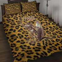 Shaka Zulu Quilt Bed Set Leopard Print Design Traditional Warrior Spear and Shield Illustration Tribal King - Wonder Print Shop