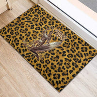 Shaka Zulu Rubber Doormat Leopard Print Design Traditional Warrior Spear and Shield Illustration Tribal King - Wonder Print Shop
