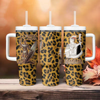 Shaka Zulu Tumbler With Handle Leopard Print Design Traditional Warrior Spear and Shield Illustration Tribal King - Wonder Print Shop