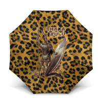 Shaka Zulu Umbrella Leopard Print Design Traditional Warrior Spear and Shield Illustration Tribal King - Wonder Print Shop