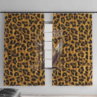 Shaka Zulu Window Curtain Leopard Print Design Traditional Warrior Spear and Shield Illustration Tribal King - Wonder Print Shop