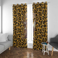 Shaka Zulu Window Curtain Leopard Print Design Traditional Warrior Spear and Shield Illustration Tribal King - Wonder Print Shop