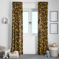 Shaka Zulu Window Curtain Leopard Print Design Traditional Warrior Spear and Shield Illustration Tribal King - Wonder Print Shop
