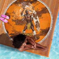 Shaka Zulu Beach Blanket Warrior Fiery Roaring Lion - Never Retreat Never Surrender African Strength and Courage - Wonder Print Shop