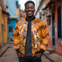 Shaka Zulu Bomber Jacket Warrior Fiery Roaring Lion - Never Retreat Never Surrender African Strength and Courage - Wonder Print Shop
