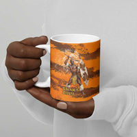 Shaka Zulu Ceramic Mug Warrior Fiery Roaring Lion - Never Retreat Never Surrender African Strength and Courage - Wonder Print Shop