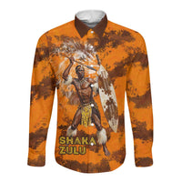 Shaka Zulu Long Sleeve Button Shirt Warrior Fiery Roaring Lion - Never Retreat Never Surrender African Strength and Courage - Wonder Print Shop