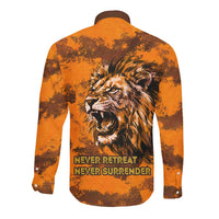 Shaka Zulu Long Sleeve Button Shirt Warrior Fiery Roaring Lion - Never Retreat Never Surrender African Strength and Courage - Wonder Print Shop
