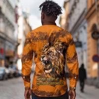 Shaka Zulu Long Sleeve Button Shirt Warrior Fiery Roaring Lion - Never Retreat Never Surrender African Strength and Courage - Wonder Print Shop