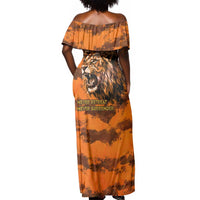 Shaka Zulu Off Shoulder Maxi Dress Warrior Fiery Roaring Lion - Never Retreat Never Surrender African Strength and Courage - Wonder Print Shop