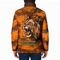 Shaka Zulu Padded Jacket Warrior Fiery Roaring Lion - Never Retreat Never Surrender African Strength and Courage - Wonder Print Shop