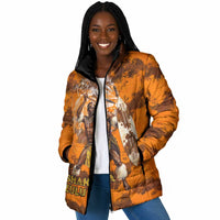 Shaka Zulu Padded Jacket Warrior Fiery Roaring Lion - Never Retreat Never Surrender African Strength and Courage - Wonder Print Shop