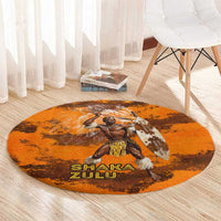 Shaka Zulu Round Carpet Warrior Fiery Roaring Lion - Never Retreat Never Surrender African Strength and Courage - Wonder Print Shop