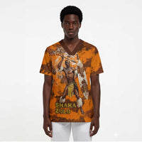 Shaka Zulu Scrub Top Warrior Fiery Roaring Lion - Never Retreat Never Surrender African Strength and Courage - Wonder Print Shop