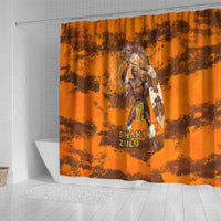 Shaka Zulu Shower Curtain Warrior Fiery Roaring Lion - Never Retreat Never Surrender African Strength and Courage - Wonder Print Shop