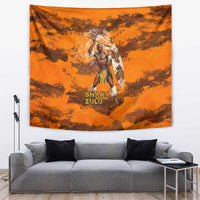 Shaka Zulu Tapestry Warrior Fiery Roaring Lion - Never Retreat Never Surrender African Strength and Courage - Wonder Print Shop