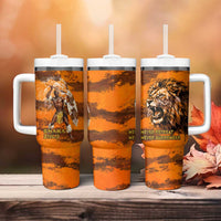 Shaka Zulu Tumbler With Handle Warrior Fiery Roaring Lion - Never Retreat Never Surrender African Strength and Courage - Wonder Print Shop