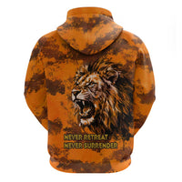 Shaka Zulu Zip Hoodie Warrior Fiery Roaring Lion - Never Retreat Never Surrender African Strength and Courage - Wonder Print Shop