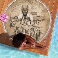 Mansa Musa Beach Blanket Sepia Map Historic Pilgrimage Empire Expedition 1324 African Royalty Legacy - Wonder Print Shop