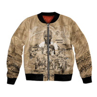 Mansa Musa Bomber Jacket Sepia Map Historic Pilgrimage Empire Expedition 1324 African Royalty Legacy - Wonder Print Shop