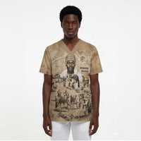 Mansa Musa Scrub Top Sepia Map Historic Pilgrimage Empire Expedition 1324 African Royalty Legacy - Wonder Print Shop