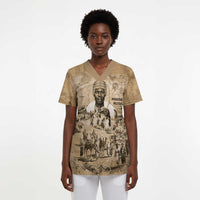 Mansa Musa Scrub Top Sepia Map Historic Pilgrimage Empire Expedition 1324 African Royalty Legacy - Wonder Print Shop