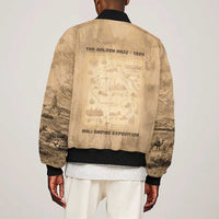 Mansa Musa Sleeve Zip Bomber Jacket Sepia Map Historic Pilgrimage Empire Expedition 1324 African Royalty Legacy - Wonder Print Shop