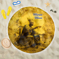 Mansa Musa Beach Blanket Golden Legacy Theme Ancient Map Regal Portrait of Mali Emperor Timbuktu - Wonder Print Shop