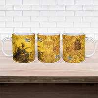 Mansa Musa Ceramic Mug Golden Legacy Theme Ancient Map Regal Portrait of Mali Emperor Timbuktu - Wonder Print Shop