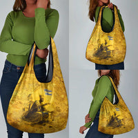 Mansa Musa Grocery Bag Golden Legacy Theme Ancient Map Regal Portrait of Mali Emperor Timbuktu - Wonder Print Shop