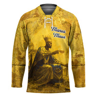 Mansa Musa Hockey Jersey Golden Legacy Theme Ancient Map Regal Portrait of Mali Emperor Timbuktu - Wonder Print Shop