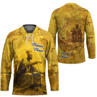 Mansa Musa Hockey Jersey Golden Legacy Theme Ancient Map Regal Portrait of Mali Emperor Timbuktu - Wonder Print Shop