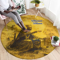 Mansa Musa Round Carpet Golden Legacy Theme Ancient Map Regal Portrait of Mali Emperor Timbuktu - Wonder Print Shop