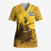 Mansa Musa Scrub Top Golden Legacy Theme Ancient Map Regal Portrait of Mali Emperor Timbuktu - Wonder Print Shop