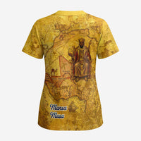 Mansa Musa Scrub Top Golden Legacy Theme Ancient Map Regal Portrait of Mali Emperor Timbuktu - Wonder Print Shop